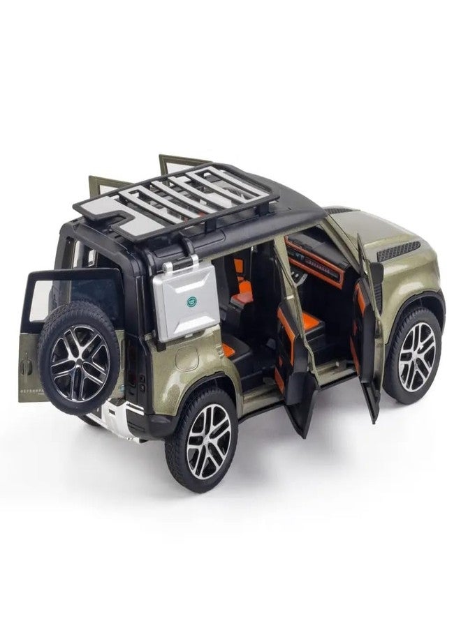 PEZYOX Exclusive Alloy Metal Pull Back Die-cast Car Model with Sound Light Mini Auto Toy for Kids Metal Model Toy Car with Sound and Light (1.24 Scale CAR Defender-Green) - Image 4